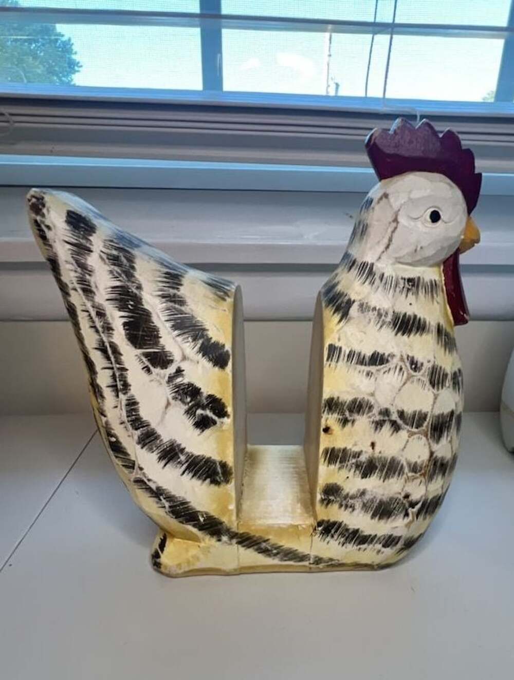 Unbranded Hand Carved Wood Chicken Napkin Holder Farmhouse Decor